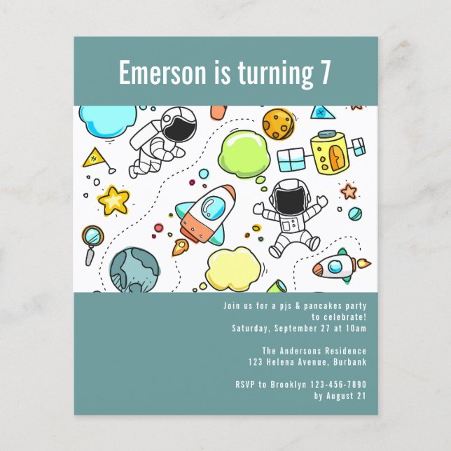 Papier BUDGET Astronaute de l'espace Invitation de fête d (Devant)