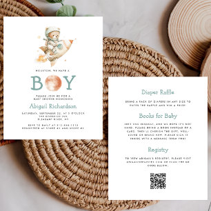 Papier Budget Astronaute Ours Code QR Garçon Baby Shower