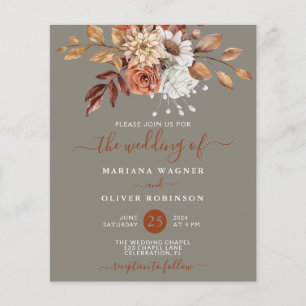 Papier Budget Automne Aquarelle Florale sur Mariage gris