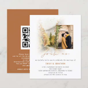 Papier Budget Automne Arbres Photo QR Mariage Terracotta