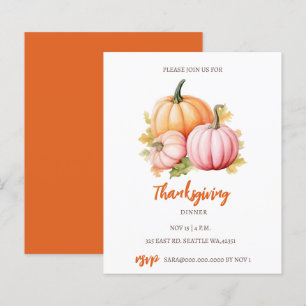 Papier Budget Automne Citrouilles Thanksgiving Dîner invi