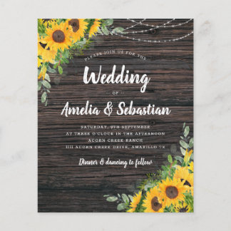 Papier BUDGET Automne Faire-part de mariage de tournesol 