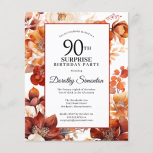 Papier Budget Automne Fleurs 90e Invitation surprise Anni