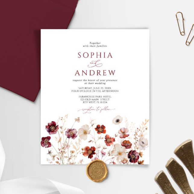 Papier Budget Automne Fleurs sauvages Faire-part de maria (Créateur téléchargé)