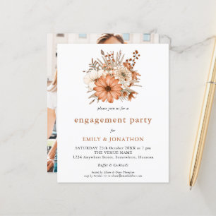 Papier Budget Automne Floral Photo Fiançailles Invitation