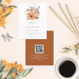 Papier Budget Automne Floral QR Code Mariage Enregistrer