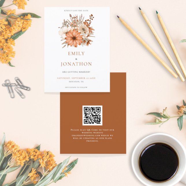 Papier Budget Automne Floral QR Code Mariage Enregistrer  (Créateur téléchargé)
