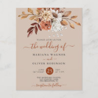 Budget automne floral sur la Faire-part de mariage