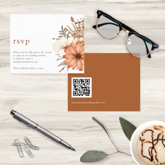 Papier Budget Automne Florals QR Code Mariage en ligne RS (Créateur téléchargé)