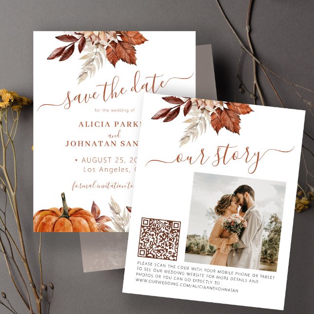 Papier Budget automne photo mariage de automne QR enregis (Créateur téléchargé)