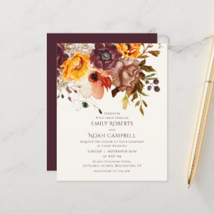 Papier Budget Automne Rustique Plum Orange Floral Mariage