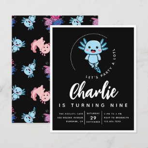 Papier Budget Axolotl Anniversaire Fête Invitation