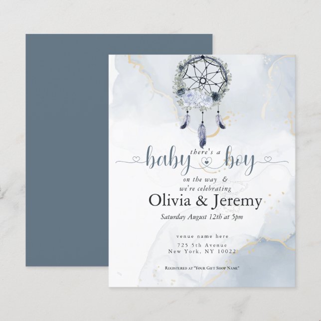 Papier Budget Baby Boy sur le chemin Dusty Blue DreamCatc (Devant / Derrière)