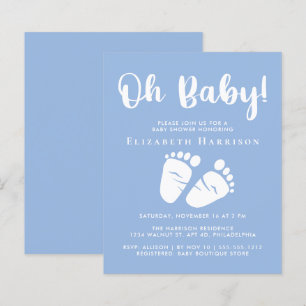 Papier Budget Baby Feet Boy Blue Shower Invitation