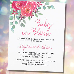 Papier Budget Baby in Floral Baby shower Invitation