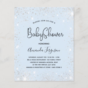 Papier Budget Baby shower bébé bleu garçon argent parties