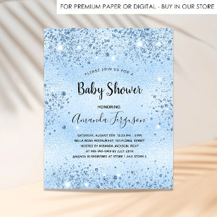 Papier Budget Baby shower bleu parties scintillant de mét
