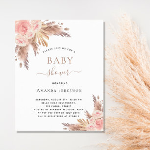 Papier Budget Baby shower boho pampas herbe rose or