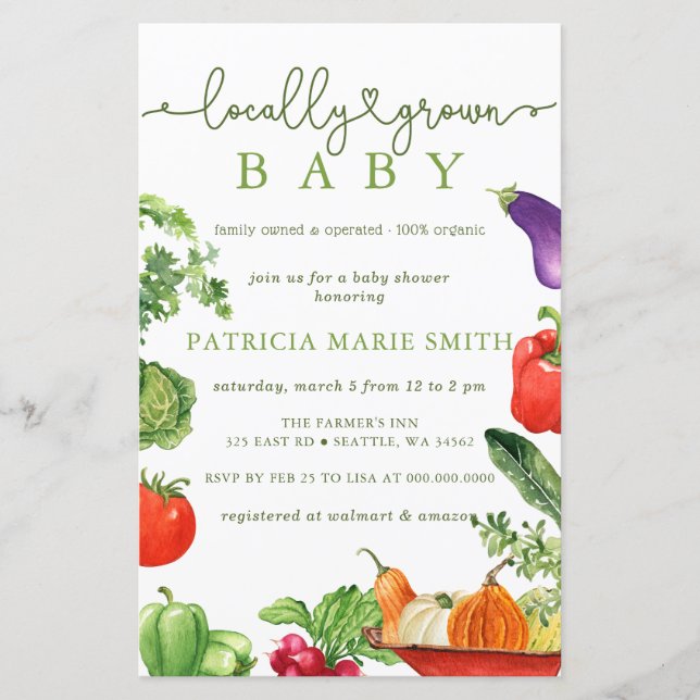 Papier Budget Baby shower des agriculteurs cultivés local (Devant)