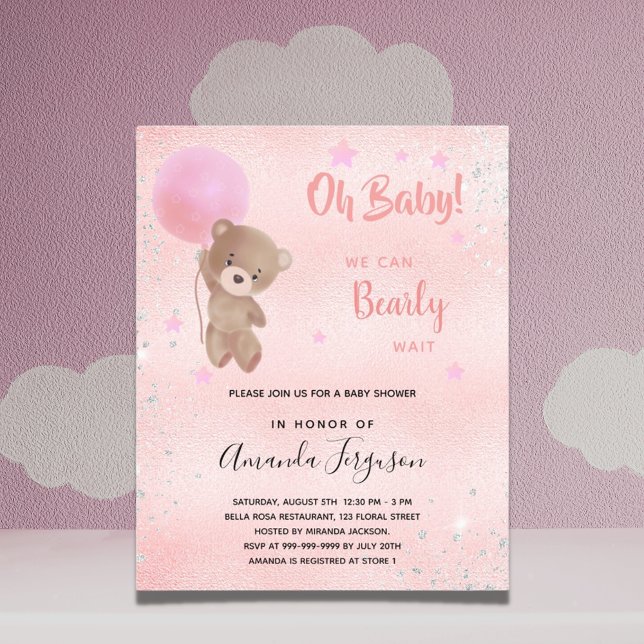 Papier Budget baby shower en peluche ours fille invitatio (Créateur téléchargé)