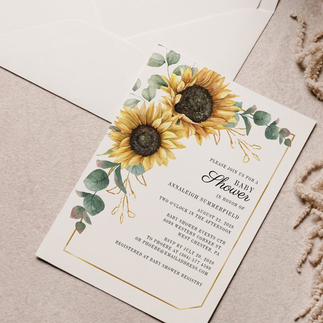 Papier Budget Baby shower floral botanique de tournesol (Créateur téléchargé)