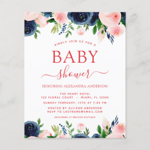 Papier Budget Baby shower Marine bleu bleu bleu rose flor