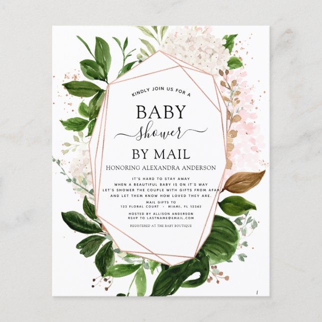 Papier Budget Baby shower par Mail Greenery Botanical (Devant)