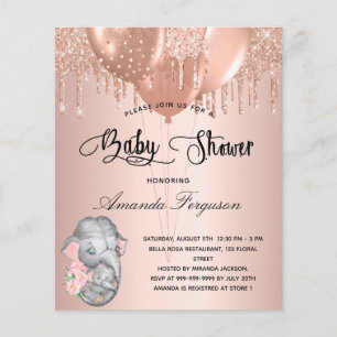 Papier Budget Baby shower rouille rose éléphant fille mèr