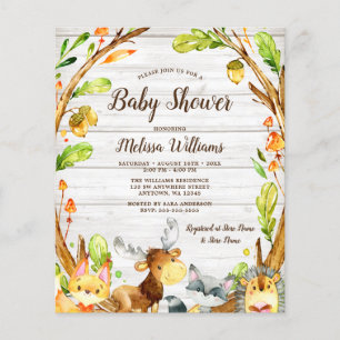 Papier Budget Baby shower Rustique des animaux de bois