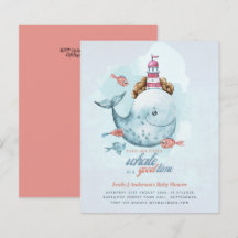 BUDGET Baby shower Sea Life Whale Boys Invitation 