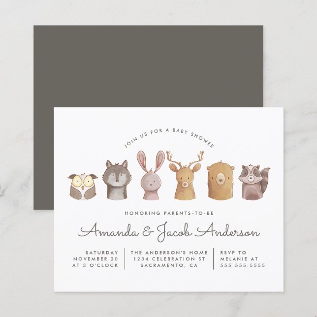 Papier Budget Baby shower thématique pour les animaux des (Devant / Derrière)