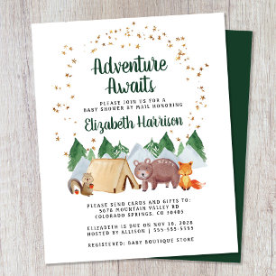 Papier Budget Baby shower Woodland par courrier