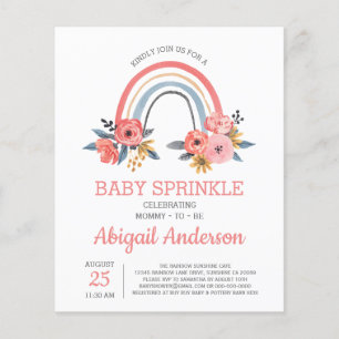 Papier Budget Baby Sprinkle Rainbow Floral Invitation