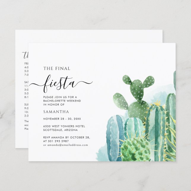 Papier Budget Bachelorette Week-end Invitation Itinéraire (Devant / Derrière)