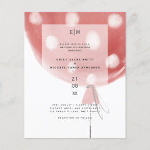 Papier Budget Balloon rouge moderne mariage simple Invita