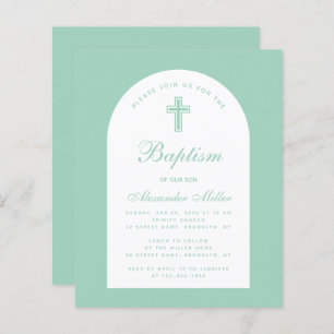 Papier Budget Baptême Arc Mint Christening Invitation