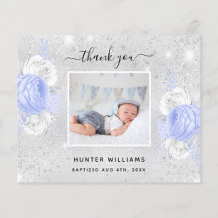 Papier Budget Baptême argent photo garçon bleu remercieme
