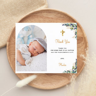 Papier Budget baptême eucalyptus arche photo merci