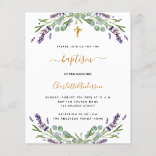 Papier Budget baptême lavande eucalyptus invitation