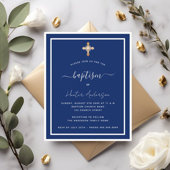 Papier Budget baptême marine bleu blanc adulte invitation (Créateur téléchargé)