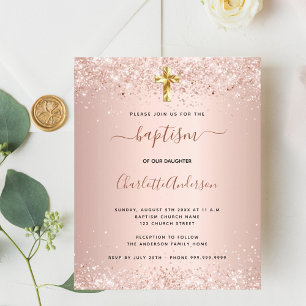 Papier Budget baptême rose or invitation