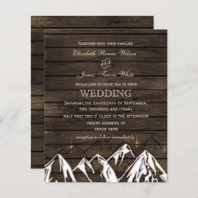 Papier Budget Barn bois Faire-part de mariage (Devant / Derrière)