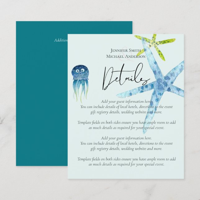 Papier BUDGET Beach Ocean Life Mariage Détails du boîtier (Devant / Derrière)