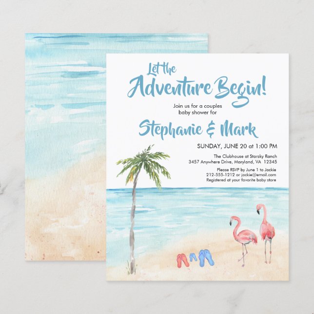 Papier Budget Beach Ocean Surf Baby shower d'aventure (Devant / Derrière)