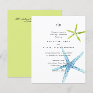 Papier Budget Beachy Life Blue Lime Mariage Invite