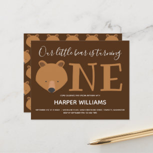 Papier Budget Bear One Baby First Birthday Invitation