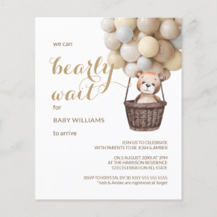 Papier Budget Bearly Wait Bear Balloon Baby shower jaune