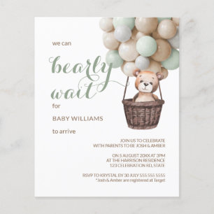 Papier Budget Bearly Wait Teddy Balloon Baby shower vert