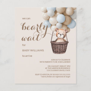 Papier Budget Bearly Wait Teddy Balloons Baby shower garç