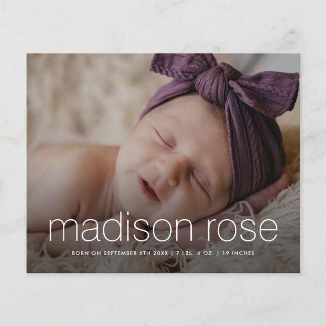 Papier Budget bébé nom 3 photo faire-part de naissance (Devant)